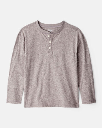 Boys Long-Sleeve Henley - Brown, 