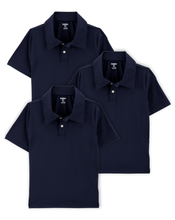 Kid 3-Pack Active Uniform Polo Shirts in Moisture Wicking BeCool&trade; Fabric - Navy, 