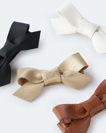 Toddler Girl 4-Pack Faux Leather Bow Clips, 