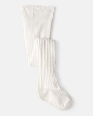 Girls Rib Tights - White, 
