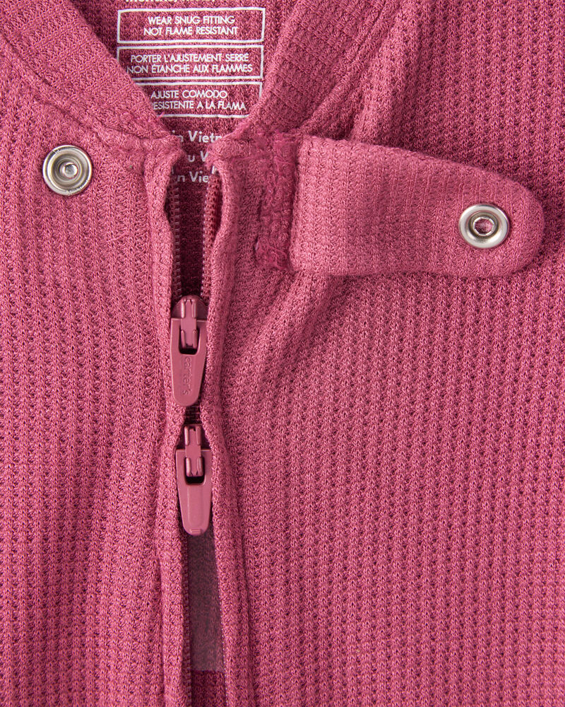 Baby Girl PurelySoft Long-Sleeve 2-Way Zip 1-Piece Pajamas - Pink, image 2 of 6 slides