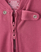 Baby Girl PurelySoft Long-Sleeve 2-Way Zip 1-Piece Pajamas - Pink, image 2 of 6 slides
