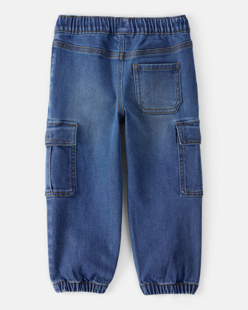 Toddler Boy Denim Cargo Joggers - Dark Wash, image 2 of 5 slides