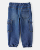 Toddler Boy Denim Cargo Joggers - Dark Wash, image 2 of 5 slides