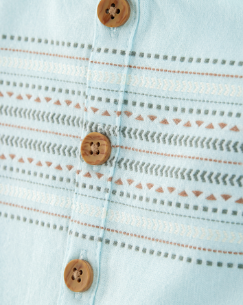 Baby Tribal Print Button-Front Romper - Blue, 