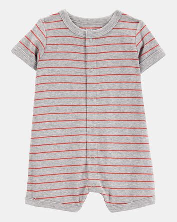 Baby Boy Crab Striped Cotton Blend Short-Sleeve Romper, 