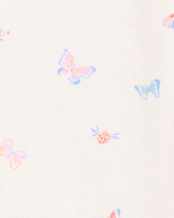 Baby Girl 1-Piece Butterfly 100% Snug Fit Cotton Romper Pajamas - Ivory, 