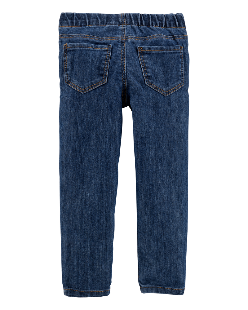 Baby Medium Blue Wash Elastic-Waist Jeggings, image 2 of 4 slides