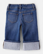 Baby Girl Denim Wide-Leg Cuff Jeans - Blue, image 2 of 4 slides
