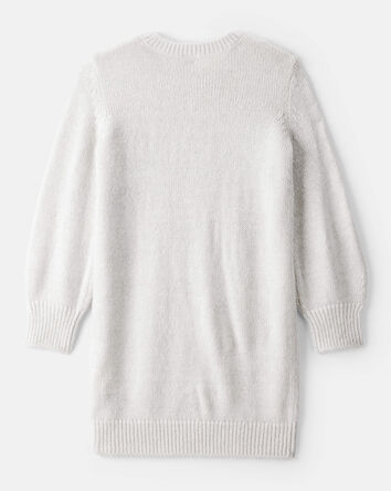 Girls Cable Knit Long-Sleeve Dress - Ivory, 