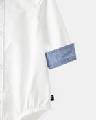 Baby Boy Button-Front Long Sleeve Bodysuit - White, image 2 of 4 slides