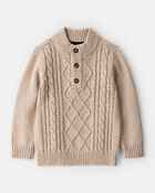 Toddler Boy Cable-Knit Long-Sleeve Sweater - Tan, image 1 of 3 slides