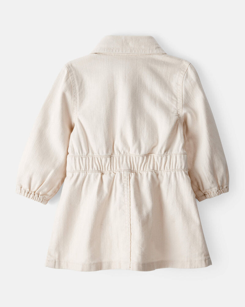 Baby Girl Embroidered Cotton Long-Sleeve Dress - White, image 2 of 6 slides