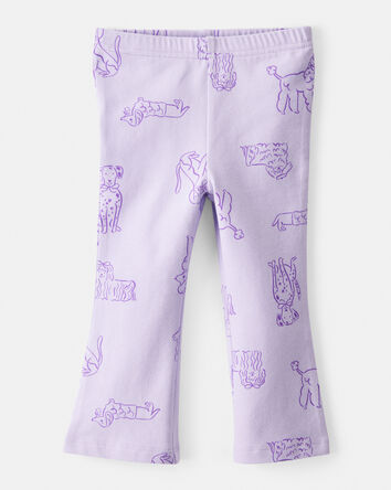 Baby Girl Dog Print Pull-On Flare Stretch Leggings - Purple, 