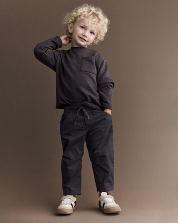 Toddler Boy Canvas Pull-On Pant -  Dark Grey, 