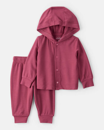 Baby Girl 2-Piece PurelySoft Long-Sleeve Tee & Pant Set - Burgundy, 