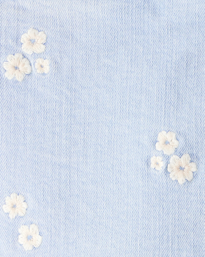 Baby Girl 2-Piece Button-Up Sleeveless Vest & Embroidered Denim Skort Set - Cream/Blue, image 8 of 8 slides