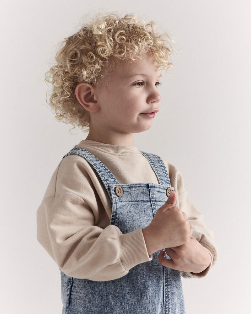 Toddler Avenue Wash Denim Overalls - Blue, image 4 of 7 slides