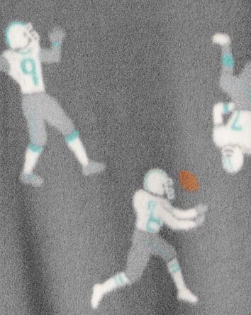 Boys Football Print Loose Fit Long-Sleeve Zip-Up 1-Piece Pajamas, 