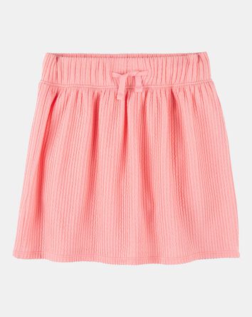 Kid Ribbed Textured Drawstring Skort - Orange, 