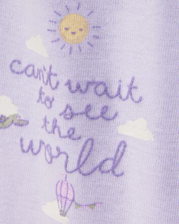 Baby Girl 3-Piece Hot Air Balloon Print Little Cardigan Set - White/Purple, 
