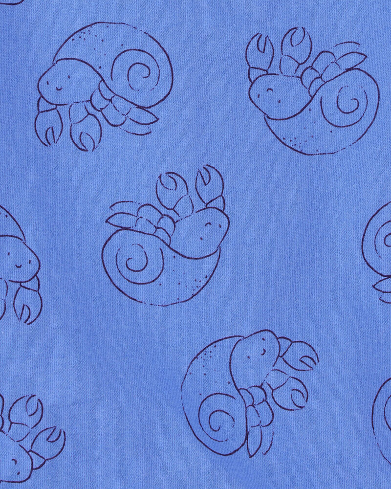 Baby Boy Hermit Crab Cotton Romper - Blue, image 2 of 3 slides