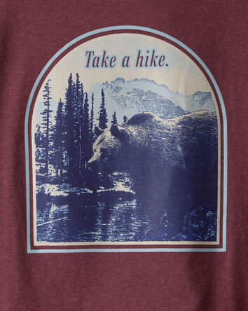 Boys Take A Hike Mountain Long-Sleeve Graphic Tee - Maroon, 