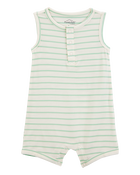 Baby Boy Striped PurelySoft Romper - Green, image 1 of 5 slides