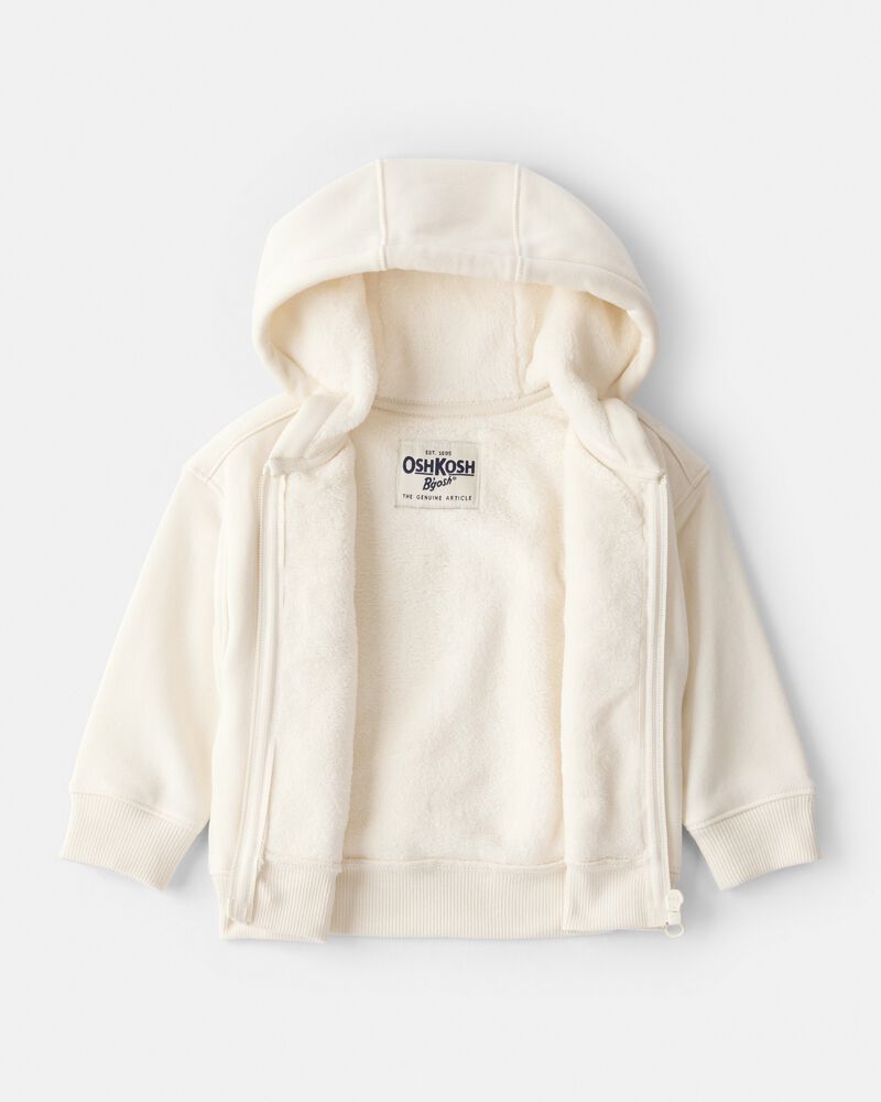 Baby Girl 2-Piece Hooded Zip-Up Jacket & Joggers Set - Cream, image 3 of 7 slides