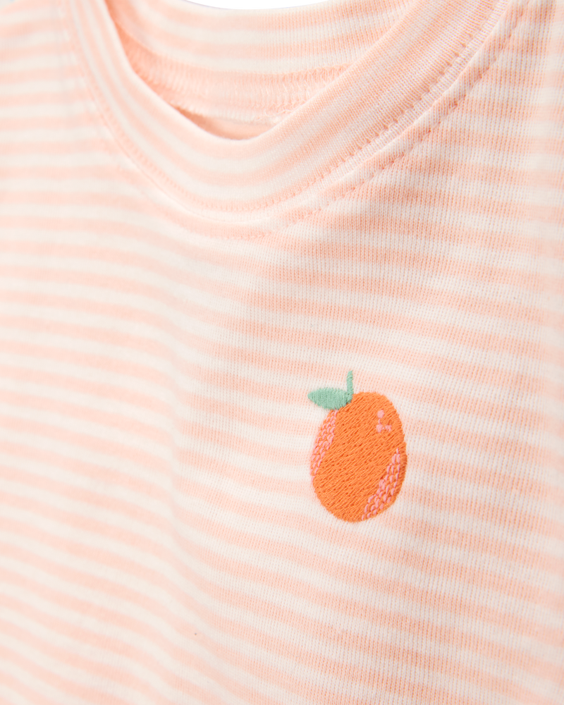 Baby Orange Print Snug Fit Cotton 4-Piece Pajamas, image 2 of 5 slides