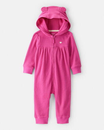 Baby Girl Heart Long-Sleeve Jumpsuit - Pink, 