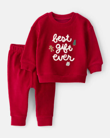 Baby 2-Piece Best Gift Ever Holiday Sweater & Pant Set - Red, 
