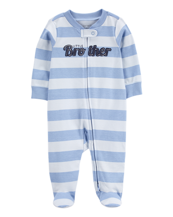 Baby Little Brother 2-Way Zip Cotton Sleep & Play Pajamas, 