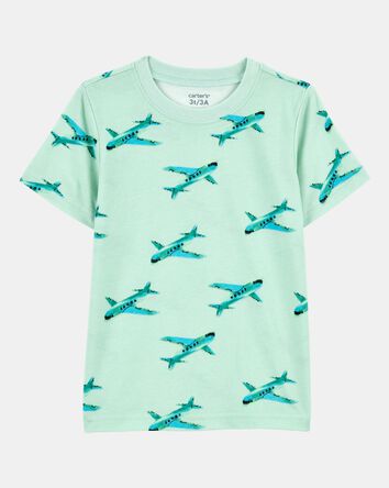 Baby Boy Airplane Print Knit Short-Sleeve Tee - Green, 