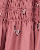 Kid 2-Piece Pointelle Tee & Butterfly Maxi Skirt Set - Pink, image 4 of 5 slides