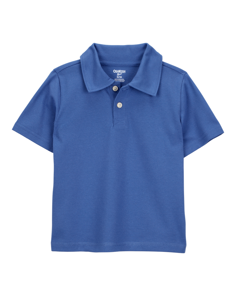 Toddler Boy Pique Uniform Polo Shirt - Blue, image 1 of 3 slides