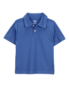 Toddler Boy Pique Uniform Polo Shirt - Blue, image 1 of 3 slides