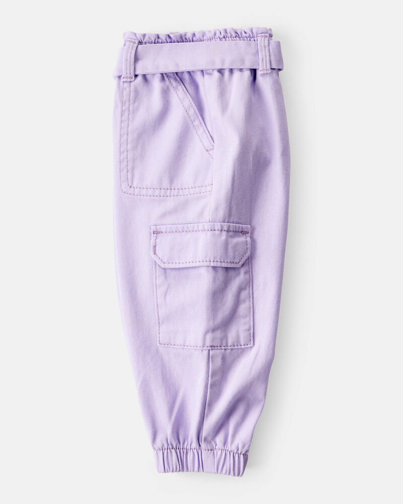 Baby Girl 2-Piece Purple Pullover Sweatshirt & Cotton Cargo Joggers Set - Purple, image 7 of 8 slides