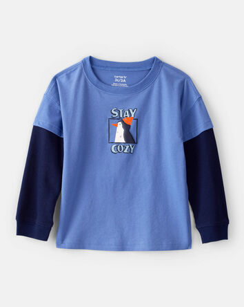 Toddler Boy Penguin Graphic Tee - Blue, 