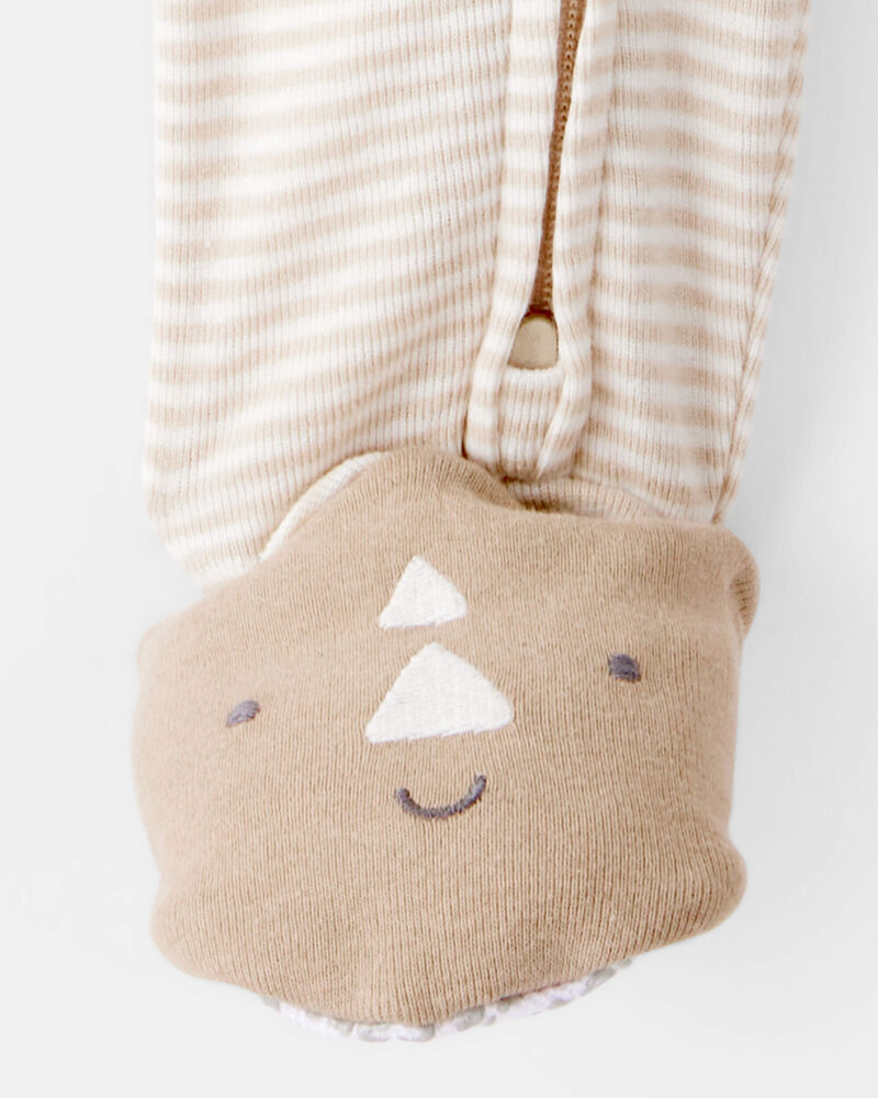 Toddler Boy Rhino 100% Cotton Long-Sleeve 1-Piece Pajamas - Ivory, image 3 of 4 slides