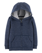 Toddler Boy Marled Zip-Up French Terry Hoodie - Navy, image 1 of 3 slides