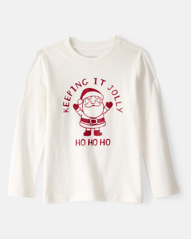 Toddler Christmas Keeping It Jolly Santa Long-Sleeve Graphic Tee - White, image 1 of 3 slides