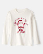 Toddler Christmas Keeping It Jolly Santa Long-Sleeve Graphic Tee - White, image 1 of 3 slides