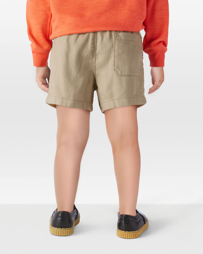 Toddler Pull-On Twill Shorts - Khaki, image 3 of 6 slides