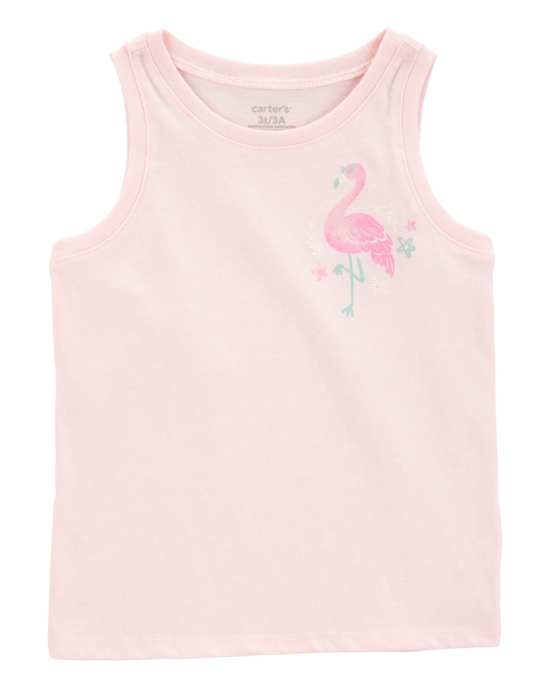Toddler Girl Flamingo Muscle Tank - Pink, image 1 of 3 slides
