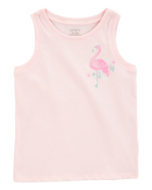 Toddler Girl Flamingo Muscle Tank - Pink, image 1 of 3 slides