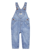 Baby Heart Print Denim Overalls - Blue, image 1 of 5 slides