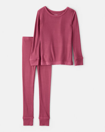 Girls PurelySoft Long-Sleeve 2-Piece Pajamas - Burgundy, 