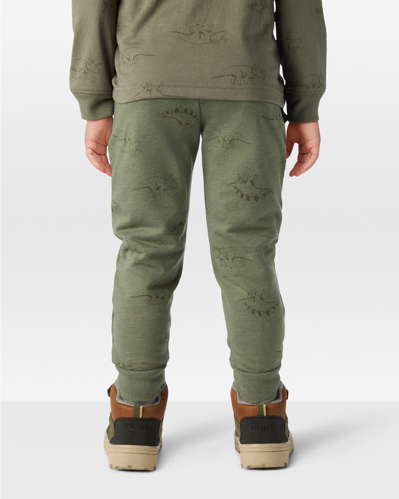 Toddler Boy Dinosaur French Terry Jogger - Green, image 4 of 6 slides