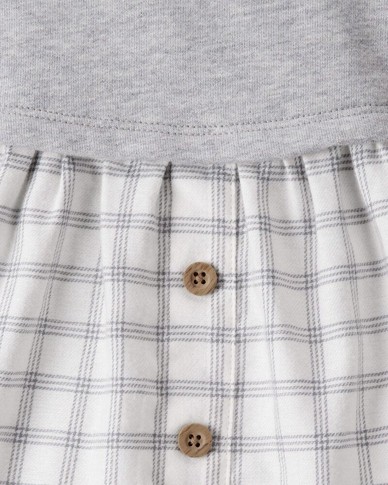 Baby Girl DayDream Fleece Plaid Dress - Grey/White, image 3 of 4 slides